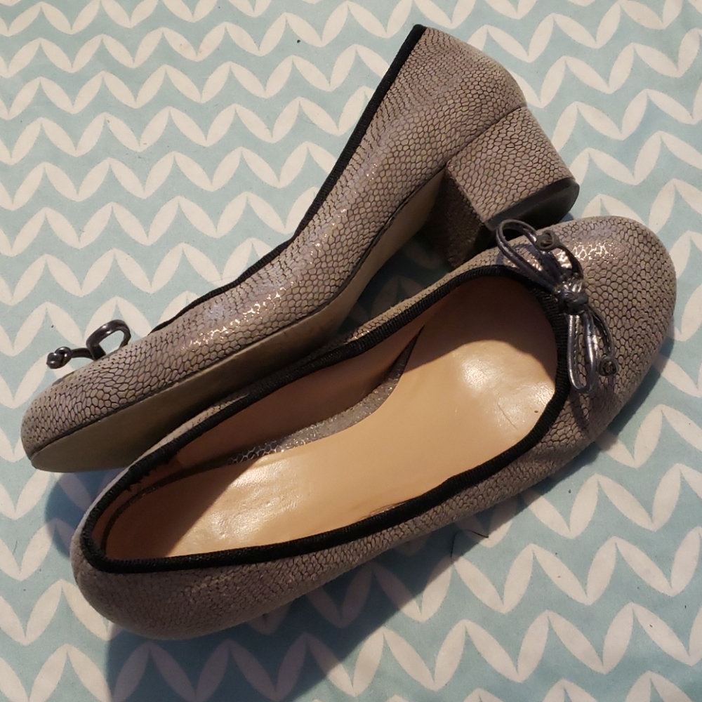 Grey snake skin kitten heels
